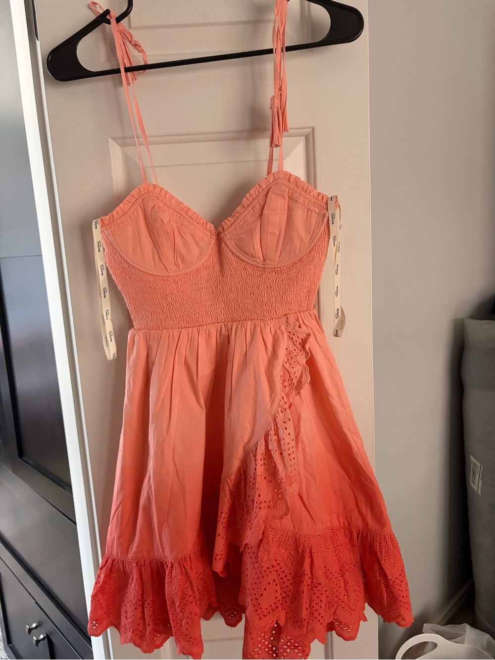 Women’s Coral Mini Dress with Tie Straps
